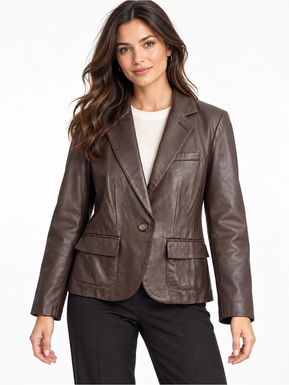 Pelle Studio Chocolate Brown Genuine Leather Blazer Women’s M